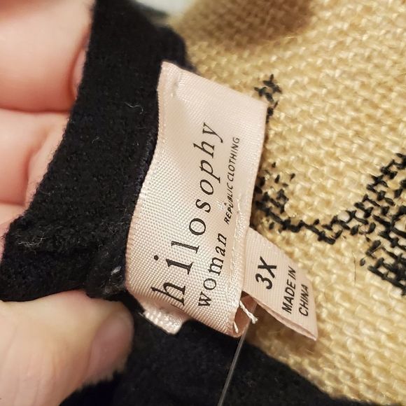 Philosophy‎ Black leopard print puff Lantern sleeve plus size sweater 2X, 3X New - Picture 3 of 7